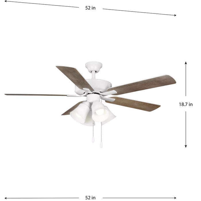 Progress Lighting 94250077030WB AirPro E-Star Fan 52 Inch Ceiling Fan With Light Kit White (P250077-030-WB)