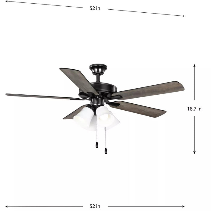 Progress Lighting 9425007731MWB AirPro E-Star Fan 52 Inch Ceiling Fan With Light Kit Matte Black (P250077-31M-WB)