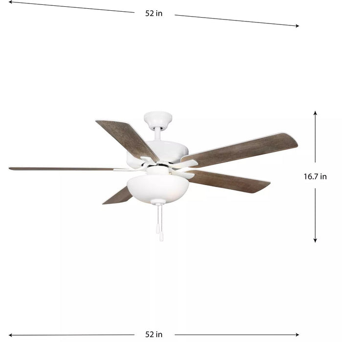 Progress Lighting 94250078030WB AirPro E-Star Fan 52 Inch 5-Blade Ceiling Fan White (P250078-030-WB)