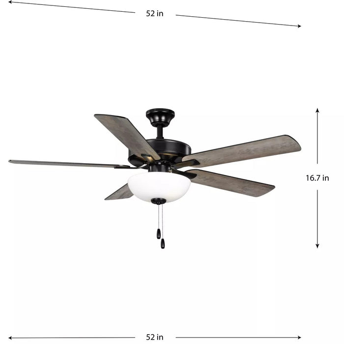 Progress Lighting 9425007831MWB AirPro E-Star Fan 52 Inch 5-Blade Ceiling Fan Matte Black (P250078-31M-WB)