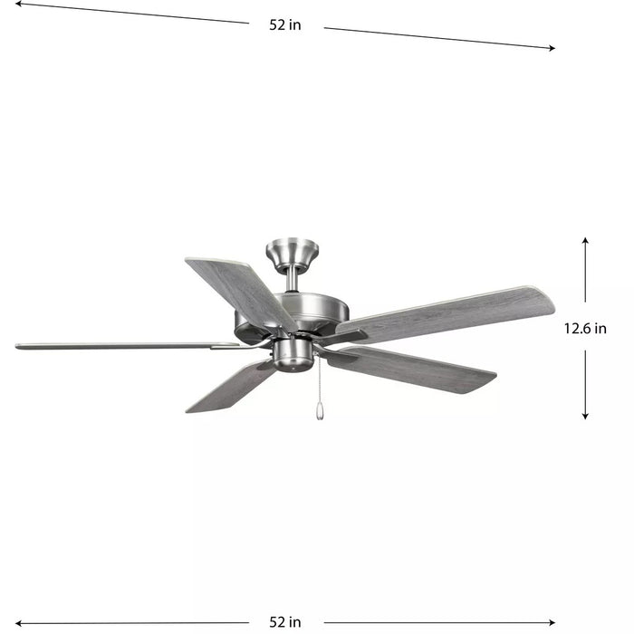 Progress Lighting 94250080009 AirPro Builder Fan 52 Inch Ceiling Fan Brushed Nickel (P250080-009)