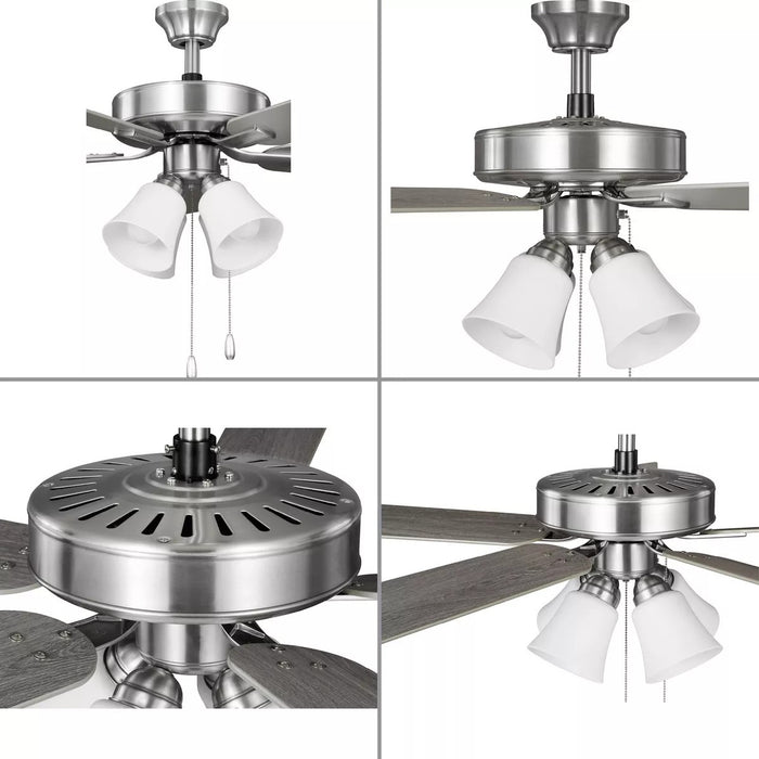 Progress Lighting 94250081009WB AirPro Builder Fan Ceiling Fan With Light Kit Brushed Nickel (P250081-009-WB)