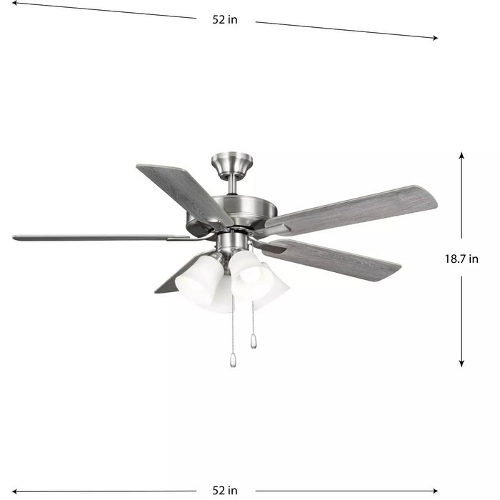 Progress Lighting 94250081009WB AirPro Builder Fan Ceiling Fan With Light Kit Brushed Nickel (P250081-009-WB)