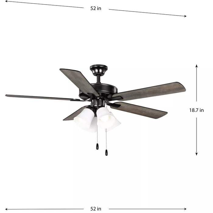 Progress Lighting 9425008131MWB AirPro Builder Fan Ceiling Fan With Light Kit Matte Black (P250081-31M-WB)