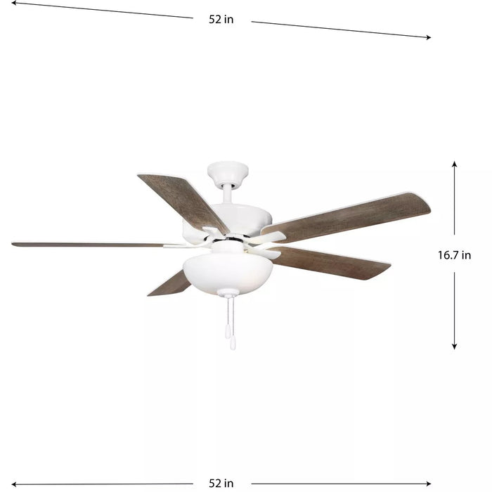 Progress Lighting 94250082030WB AirPro Builder Fan 52 Inch Ceiling Fan With Light Kit White (P250082-030-WB)