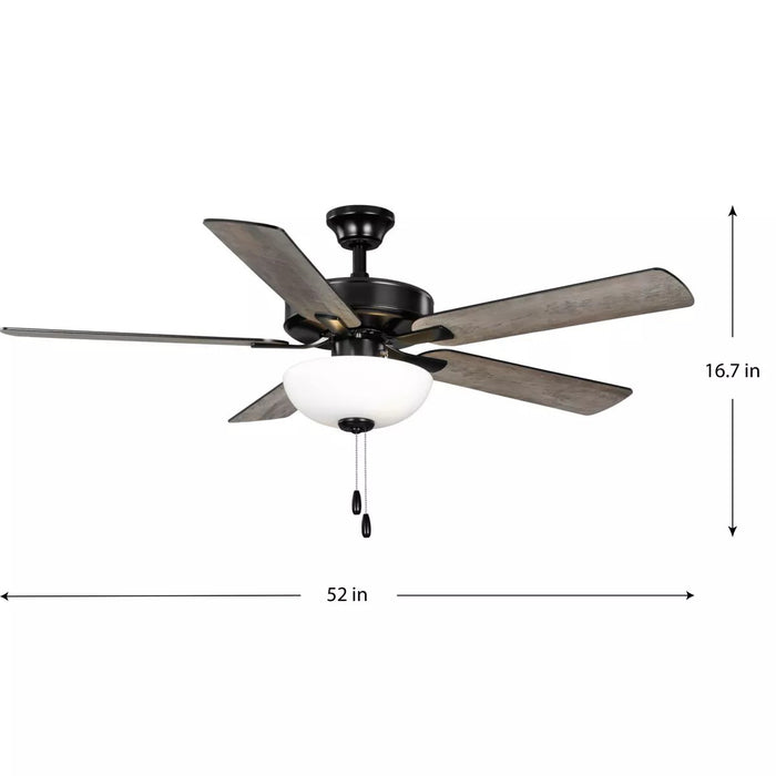 Progress Lighting 9425008231MWB AirPro Builder Fan 52 Inch Ceiling Fan With Light Kit Matte Black (P250082-31M-WB)