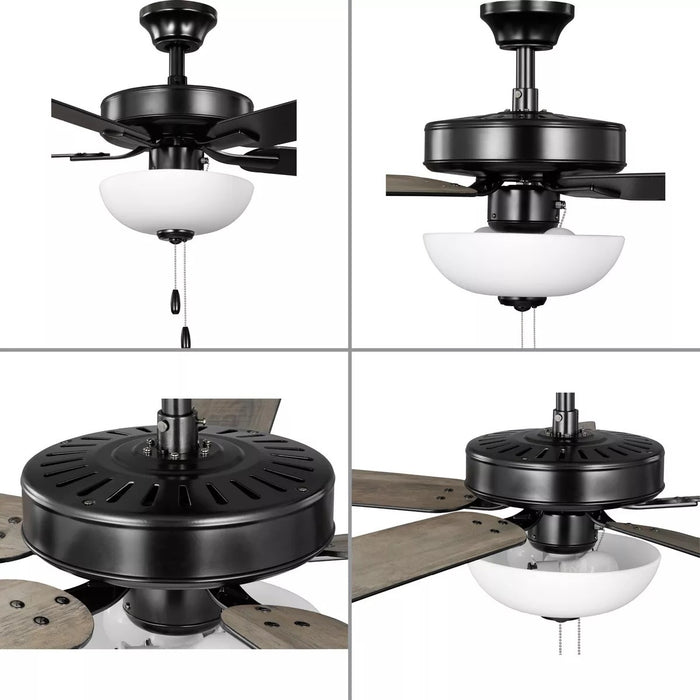 Progress Lighting 9425008231MWB AirPro Builder Fan 52 Inch Ceiling Fan With Light Kit Matte Black (P250082-31M-WB)