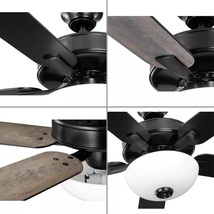 Progress Lighting 9425008231MWB AirPro Builder Fan 52 Inch Ceiling Fan With Light Kit Matte Black (P250082-31M-WB)