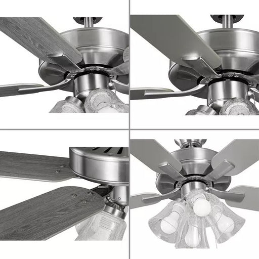 Progress Lighting 94250085009WB AirPro Builder Fan 52 Inch Ceiling Fan With Light Kit Brushed Nickel (P250085-009-WB)