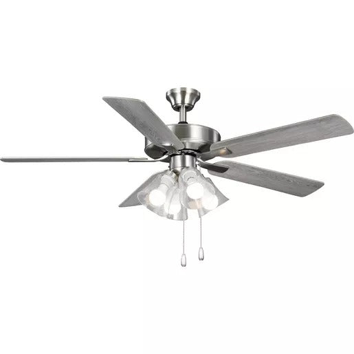 Progress Lighting 94250085009WB AirPro Builder Fan 52 Inch Ceiling Fan With Light Kit Brushed Nickel (P250085-009-WB)