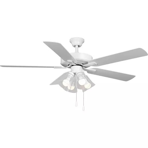 Progress Lighting 94250085030WB AirPro Builder Fan 52 Inch Ceiling Fan With Light Kit White (P250085-030-WB)