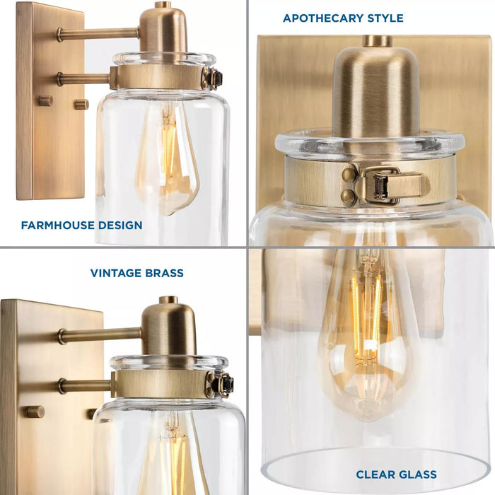 Progress Lighting 94300045163 Calhoun 1 Light 100W Bath And Vanity Light Medium Base Vintage Brass (P300045-163)