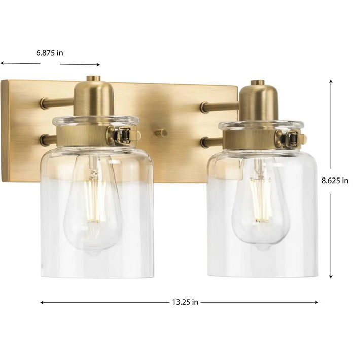 Progress Lighting 94300046163 Calhoun 2 Light 100W Bath And Vanity Light Medium Base Vintage Brass (P300046-163)