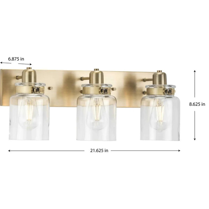 Progress Lighting 94300047163 Calhoun 3 Light 100W Bath And Vanity Light Medium Base Vintage Brass (P300047-163)
