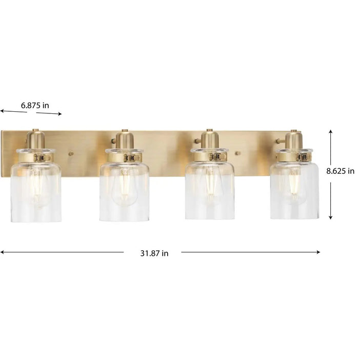 Progress Lighting 94300048163 Calhoun 4 Light 100W Bath And Vanity Light Medium Base Vintage Brass (P300048-163)