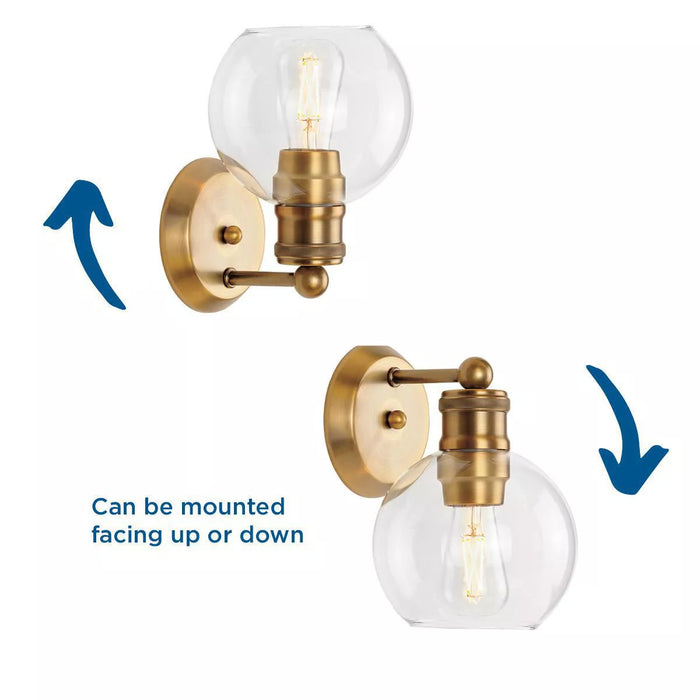 Progress Lighting 94300049163 Hansford 1 Light 60W Bath And Vanity Light Medium Base Vintage Brass (P300049-163)