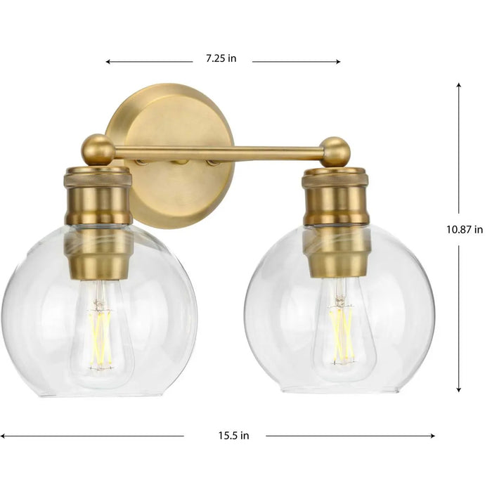 Progress Lighting 94300050163 Hansford 2 Light 60W Bath And Vanity Light Medium Base Vintage Brass (P300050-163)