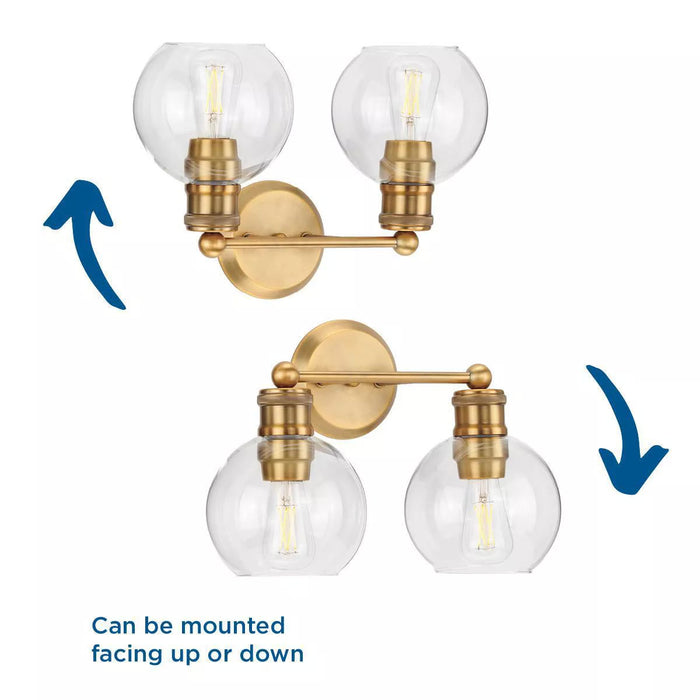 Progress Lighting 94300050163 Hansford 2 Light 60W Bath And Vanity Light Medium Base Vintage Brass (P300050-163)