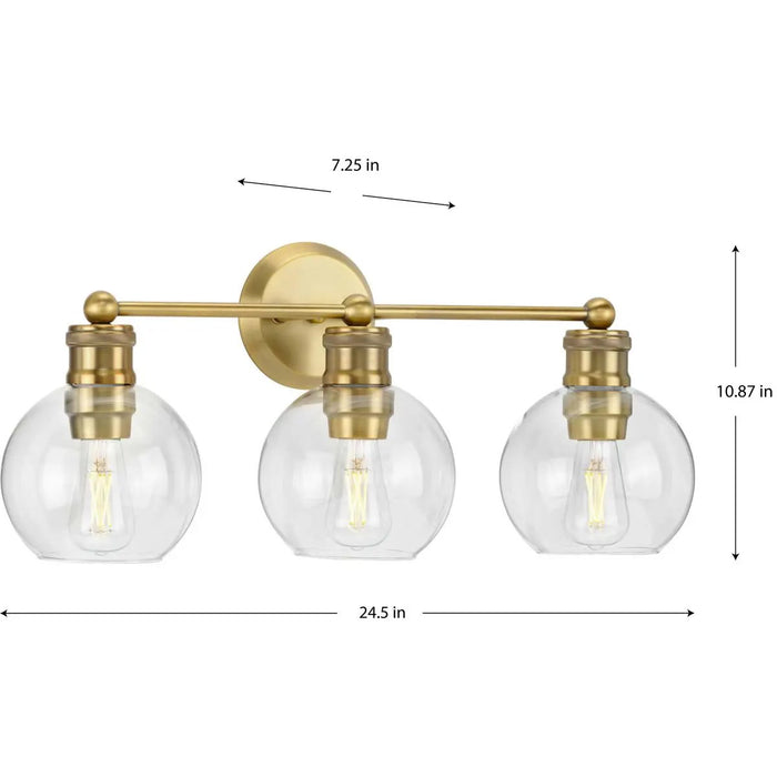 Progress Lighting 94300051163 Hansford 3 Light 60W Bath And Vanity Light Medium Base Vintage Brass (P300051-163)