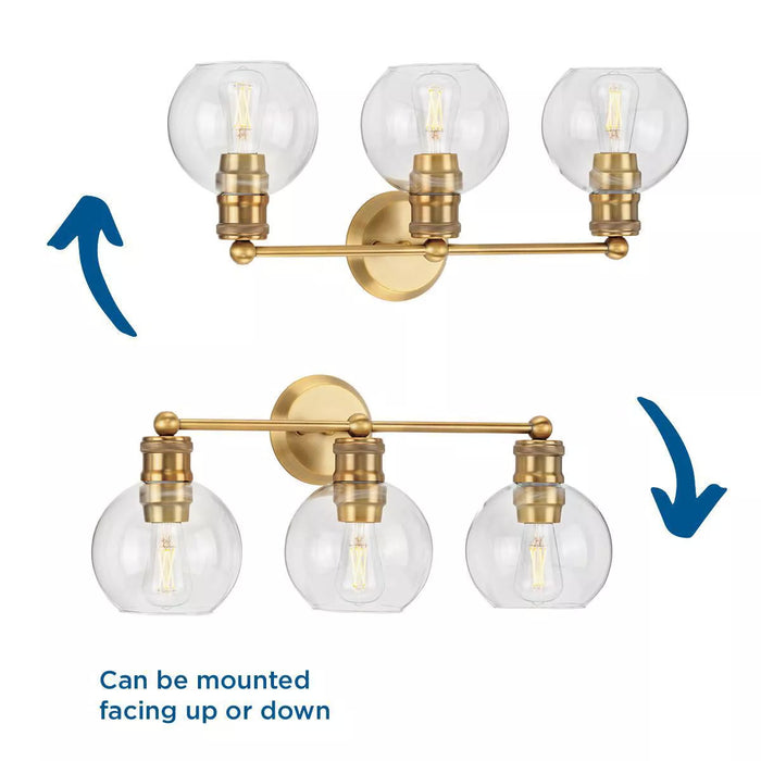 Progress Lighting 94300051163 Hansford 3 Light 60W Bath And Vanity Light Medium Base Vintage Brass (P300051-163)