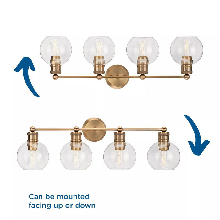 Progress Lighting 94300052163 Hansford 4 Light 60W Bath And Vanity Light Medium Base Vintage Brass (P300052-163)
