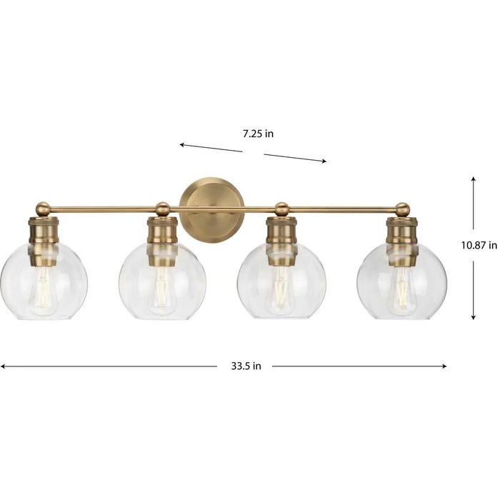 Progress Lighting 94300052163 Hansford 4 Light 60W Bath And Vanity Light Medium Base Vintage Brass (P300052-163)