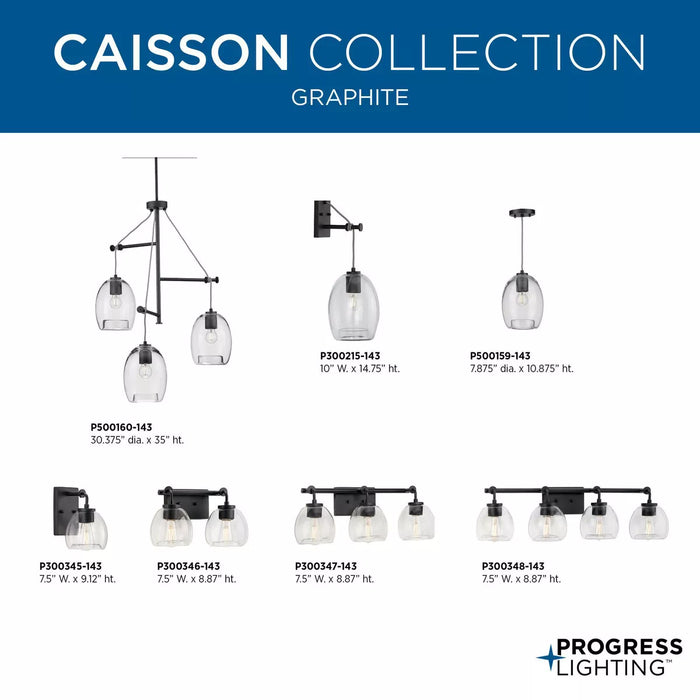 Progress Lighting 94300348143 Caisson 4 Light 60W Bath And Vanity Light Medium Base Graphite (P300348-143)