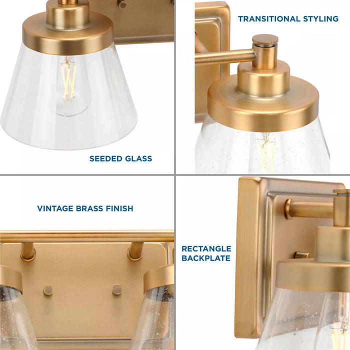 Progress Lighting 94300349163 Hinton 2 Light 60W Bath And Vanity Light Medium Base Vintage Brass (P300349-163)