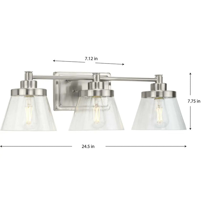 Progress Lighting 94300350009 Hinton 3 Light 60W Bath And Vanity Light Medium Base Brushed Nickel (P300350-009)