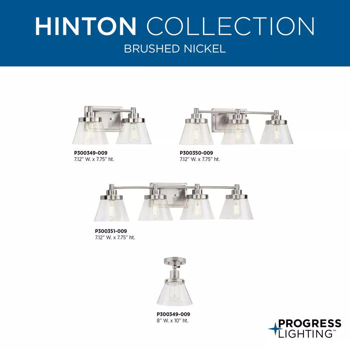 Progress Lighting 94300350009 Hinton 3 Light 60W Bath And Vanity Light Medium Base Brushed Nickel (P300350-009)