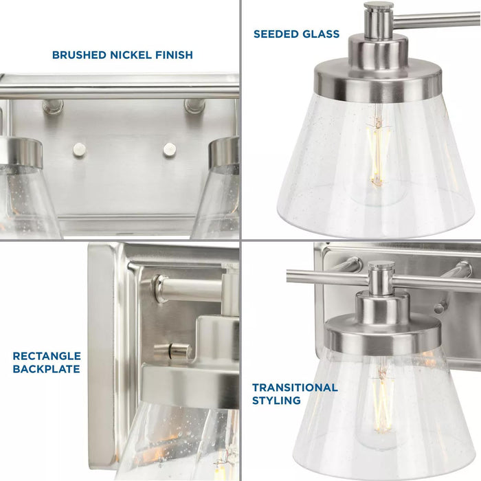 Progress Lighting 94300350009 Hinton 3 Light 60W Bath And Vanity Light Medium Base Brushed Nickel (P300350-009)