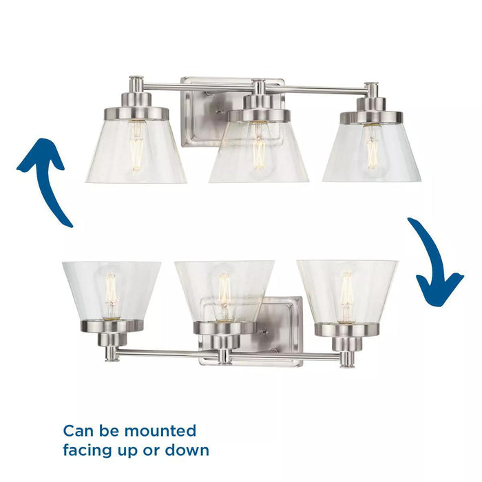 Progress Lighting 94300350009 Hinton 3 Light 60W Bath And Vanity Light Medium Base Brushed Nickel (P300350-009)