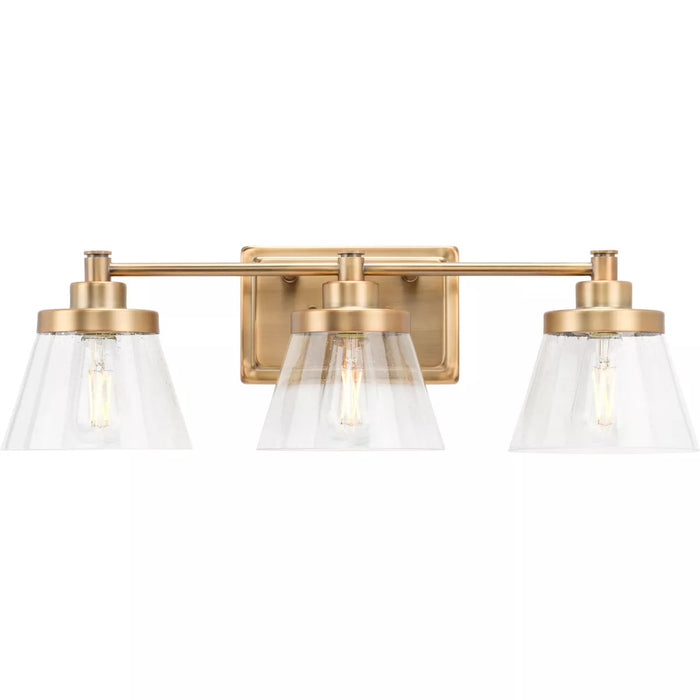 Progress Lighting 94300350163 Hinton 3 Light 60W Bath And Vanity Light Medium Base Vintage Brass (P300350-163)