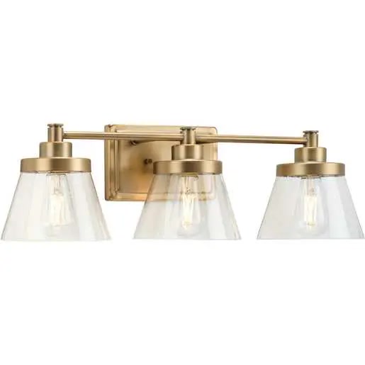 Progress Lighting 94300350163 Hinton 3 Light 60W Bath And Vanity Light Medium Base Vintage Brass (P300350-163)