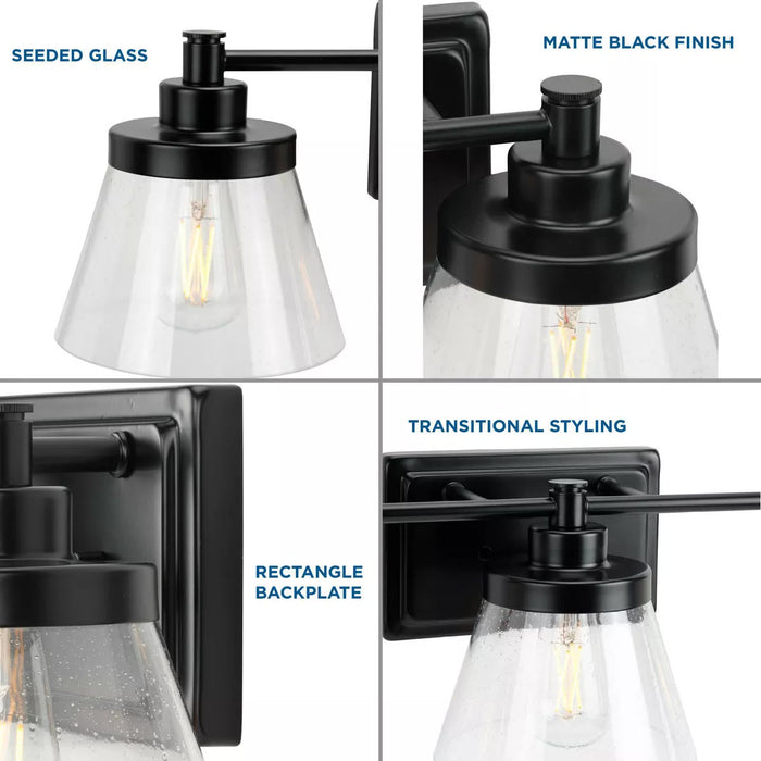 Progress Lighting 9430035031M Hinton 3 Light 60W Bath And Vanity Light Medium Base Matte Black (P300350-31M)