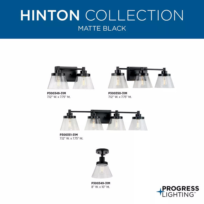 Progress Lighting 9430035031M Hinton 3 Light 60W Bath And Vanity Light Medium Base Matte Black (P300350-31M)