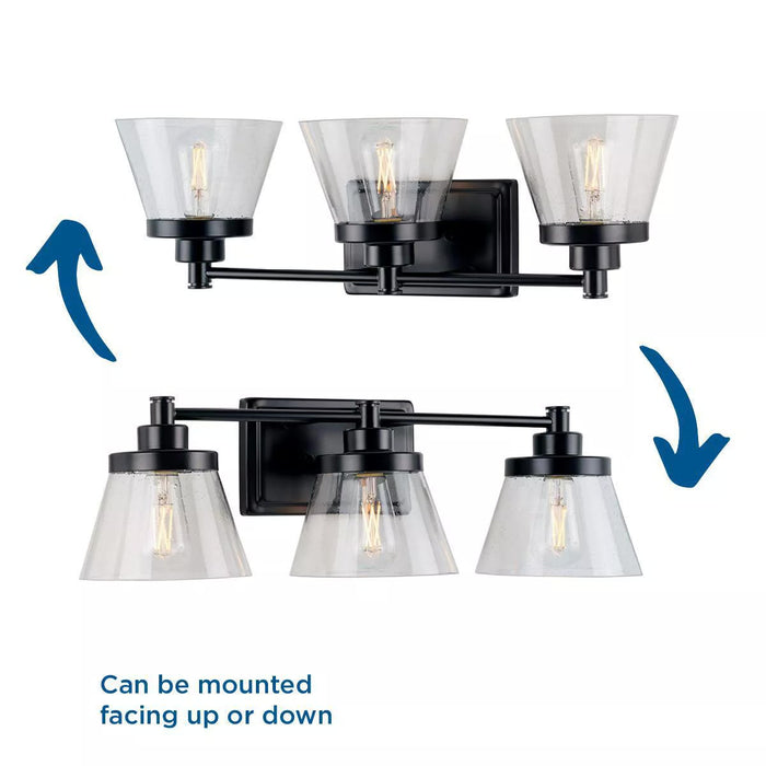 Progress Lighting 9430035031M Hinton 3 Light 60W Bath And Vanity Light Medium Base Matte Black (P300350-31M)