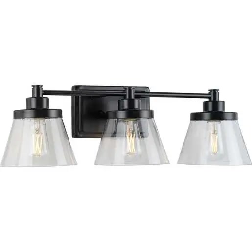 Progress Lighting 9430035031M Hinton 3 Light 60W Bath And Vanity Light Medium Base Matte Black (P300350-31M)
