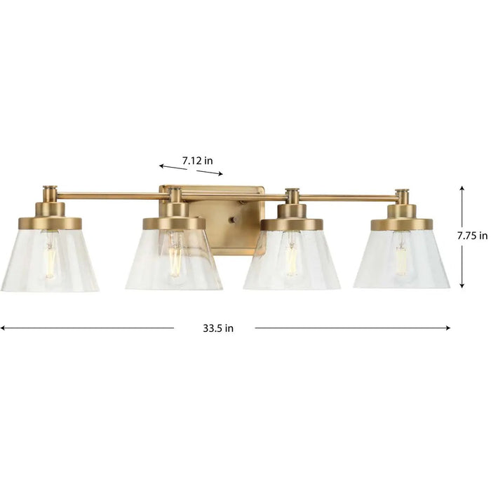 Progress Lighting 94300351163 Hinton 4 Light 60W Bath And Vanity Light Medium Base Vintage Brass (P300351-163)