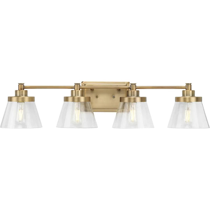 Progress Lighting 94300351163 Hinton 4 Light 60W Bath And Vanity Light Medium Base Vintage Brass (P300351-163)