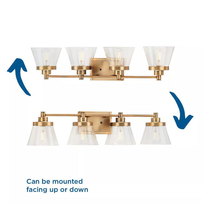 Progress Lighting 94300351163 Hinton 4 Light 60W Bath And Vanity Light Medium Base Vintage Brass (P300351-163)