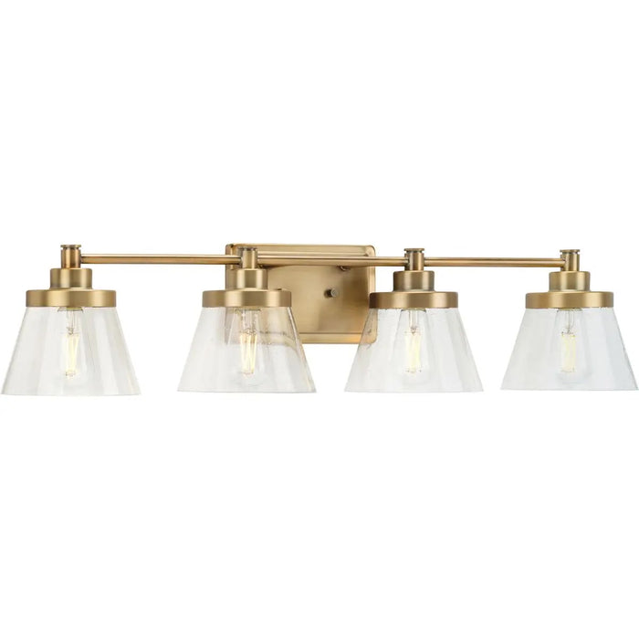 Progress Lighting 94300351163 Hinton 4 Light 60W Bath And Vanity Light Medium Base Vintage Brass (P300351-163)