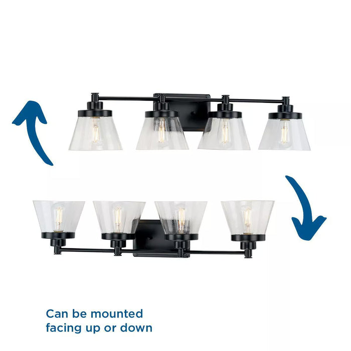 Progress Lighting 9430035131M Hinton 4 Light 60W Bath And Vanity Light Medium Base Matte Black (P300351-31M)