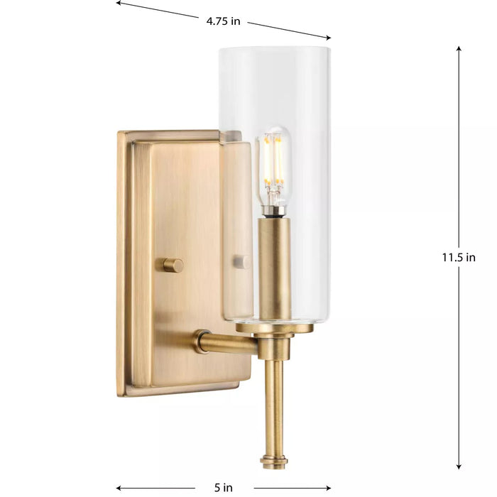 Progress Lighting 94300356163 Elara 1 Light 60W Bath And Vanity Light Candelabra Base Vintage Brass (P300356-163)