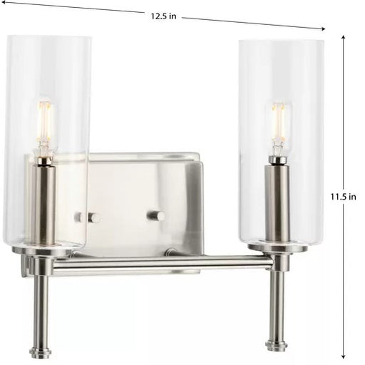 Progress Lighting 94300357009 Elara 2 Light 60W Bath And Vanity Light Candelabra Base Brushed Nickel (P300357-009)