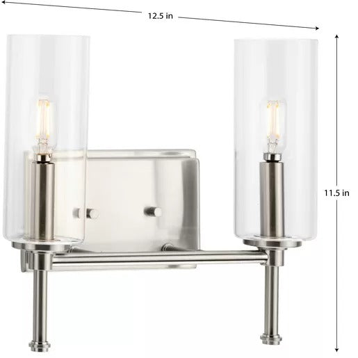 Progress Lighting 94300357009 Elara 2 Light 60W Bath And Vanity Light Candelabra Base Brushed Nickel (P300357-009)