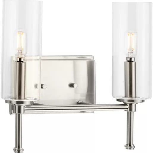 Progress Lighting 94300357009 Elara 2 Light 60W Bath And Vanity Light Candelabra Base Brushed Nickel (P300357-009)