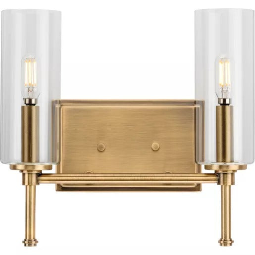 Progress Lighting 94300357163 Elara 2 Light 60W Bath And Vanity Light Candelabra Base Vintage Brass (P300357-163)