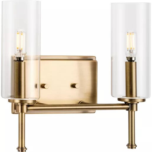 Progress Lighting 94300357163 Elara 2 Light 60W Bath And Vanity Light Candelabra Base Vintage Brass (P300357-163)