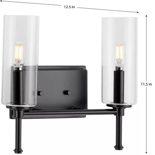 Progress Lighting 9430035731M Elara 2 Light 60W Bath And Vanity Light Candelabra Base Matte Black (P300357-31M)